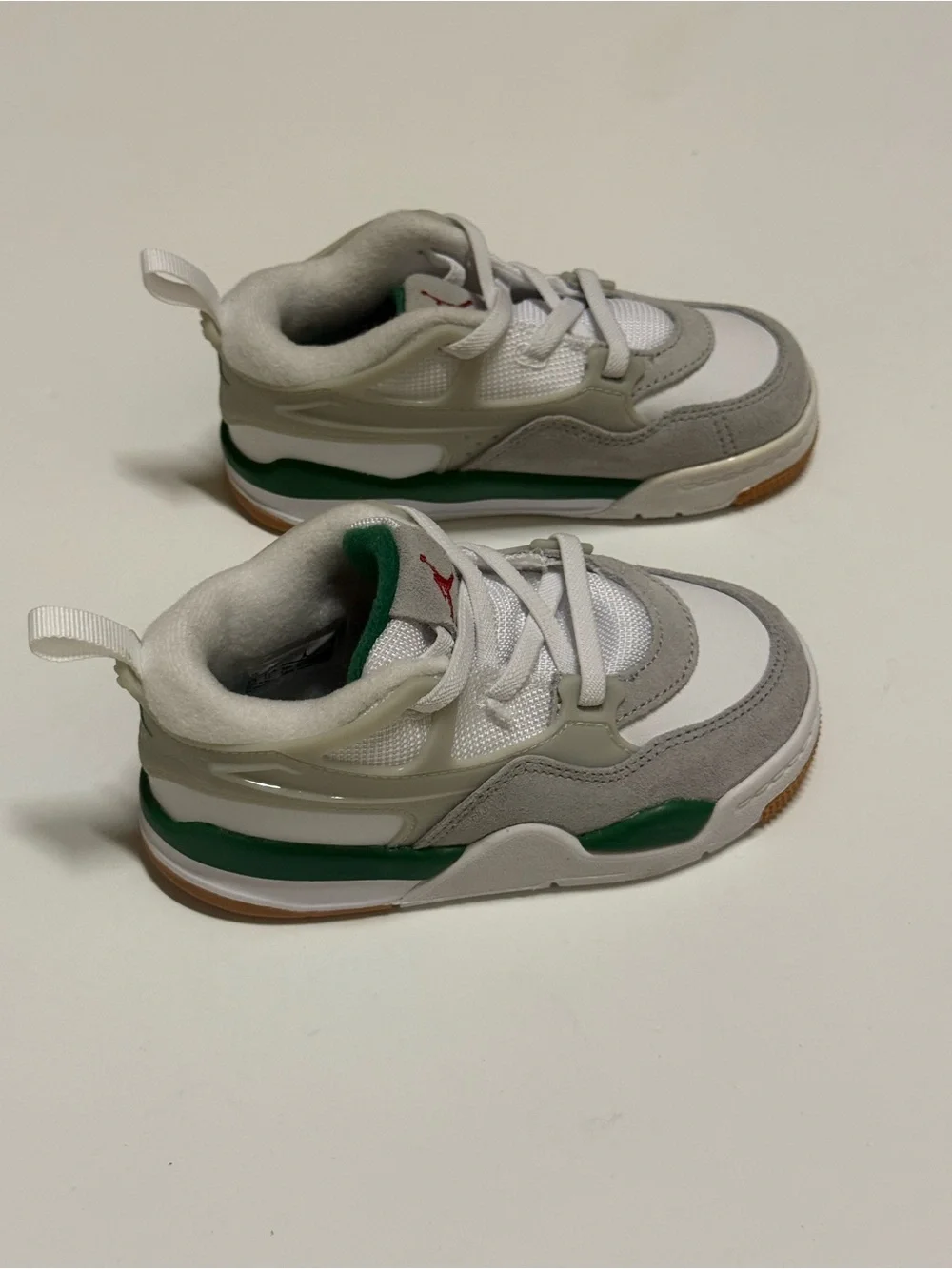 Nike Air Jordan J4 RM Toddler Sneakers White Green Gray Leather Mesh Size 8C
